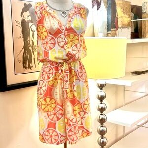 CROWN & IVY,SOUTH OF THE BORDER Drawstring Waist,Sleeveless, Lemons,GUC, Size 8